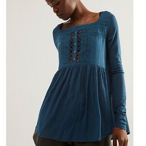 New Free People Pretty Please Tunic Blue Size Small